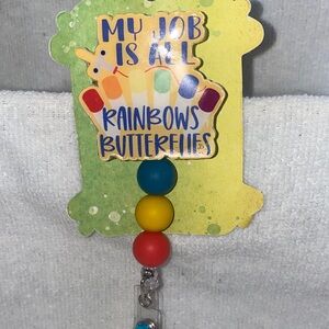 Colorful Badge Reel with Beads for phlebotomist